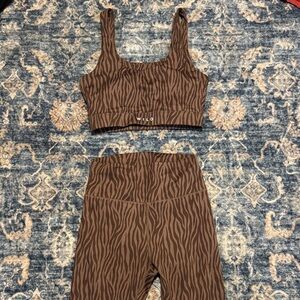 WILO Brown Zebra-Print High-Rise Leggings